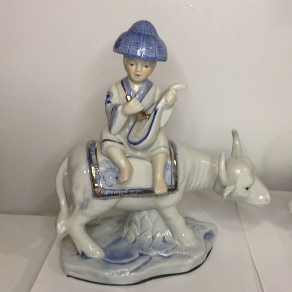 Vintage Made In Taiwan Asian Pair Ridding Water Buffalo - Picture 3 of 11